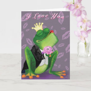 Graciosa tarjeta El día de San Valentín Frog Princ