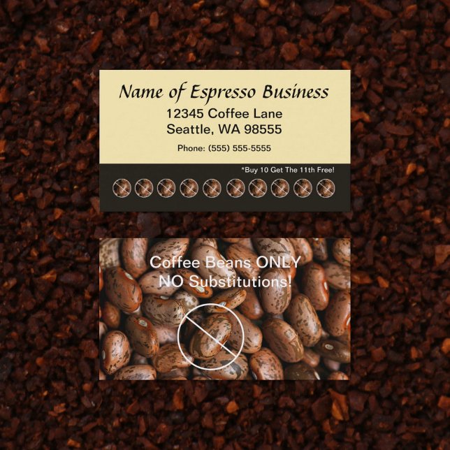 Graciosa tarjeta Espresso Punch (Funny Espresso Punch Card Coffee Beans Loyalty Cards)