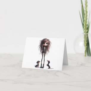 Graciosa tarjeta gótica para perros Wiener