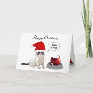Graciosa tarjeta Grumpy de Navidades gatitos