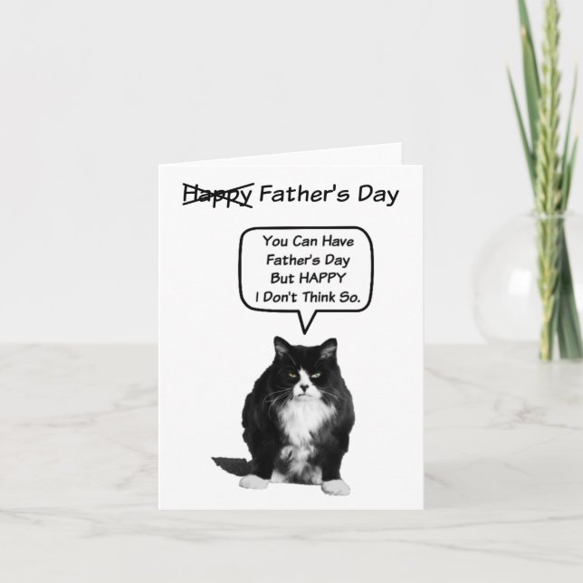 Graciosa tarjeta grumpy del día del padre del gato (Anverso)