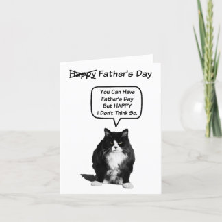 Graciosa tarjeta grumpy del día del padre del gato