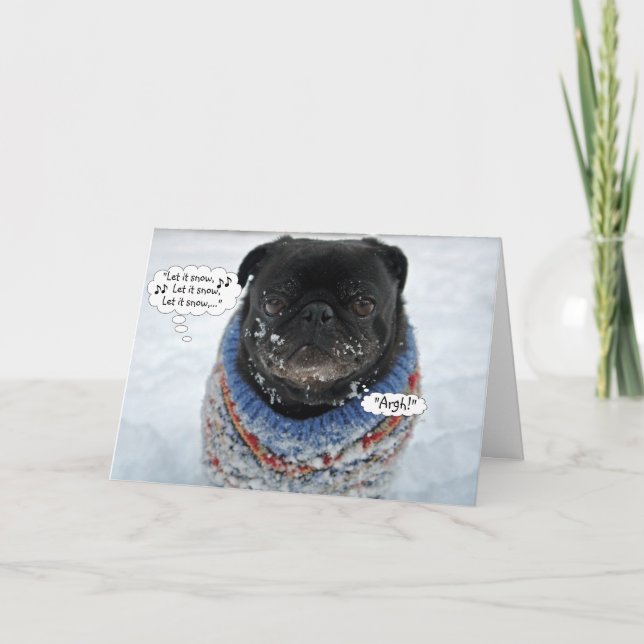 Graciosa tarjeta Grumpy Pug Navidades (Anverso)