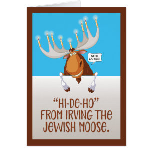 Graciosa tarjeta Hanukkah "Irving Moose"