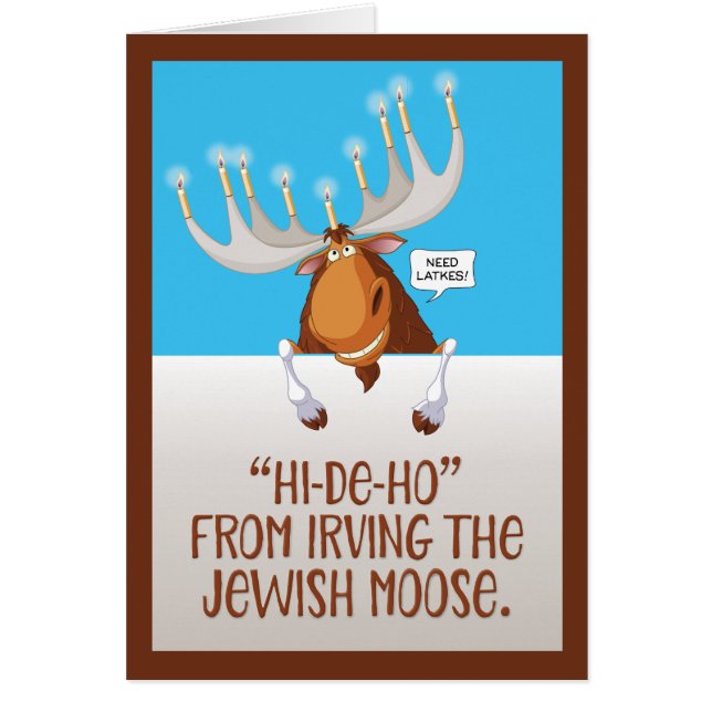 Graciosa tarjeta Hanukkah "Irving Moose" (Frente)