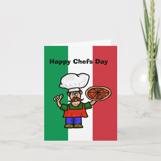 Graciosa tarjeta italiana para el día de cocineros (Anverso)