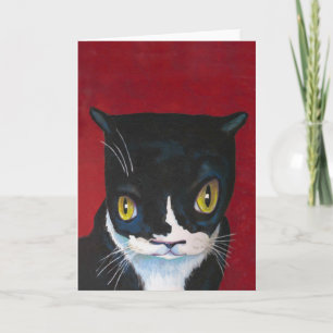 Graciosa tarjeta para gato de Tuxedo