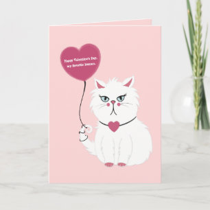 Graciosa tarjeta plana de gato blanco grumpy El dí