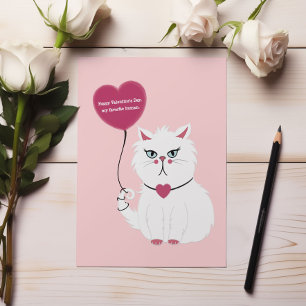 Graciosa tarjeta plana de gato blanco grumpy El dí