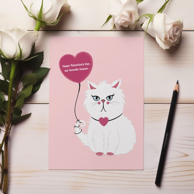 Graciosa tarjeta plana de gato blanco grumpy El dí (Subido por el creador)