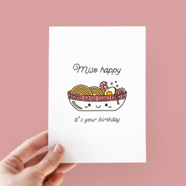 Graciosa tarjeta plana Miso Ramen Birthday