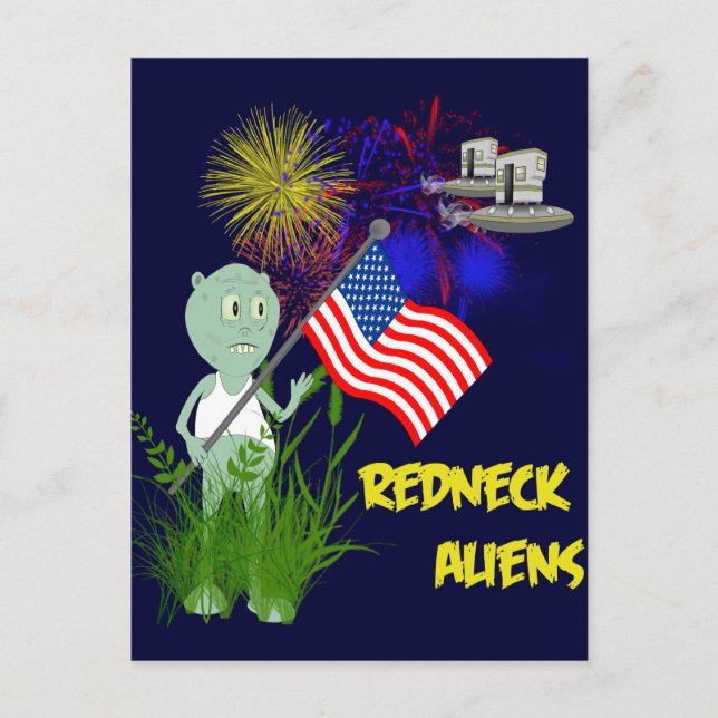 Graciosa tarjeta postal de Alienígenas del Redneck (Anverso)