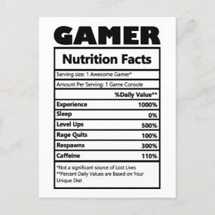 Graciosa tarjeta postal de datos de nutrición de g