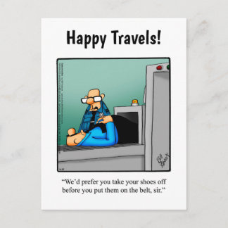 Graciosa tarjeta postal de humor de viaje de Bon