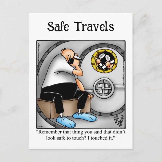 Graciosa tarjeta postal de humor de viaje de Bon (Anverso)