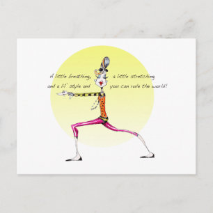 Graciosa tarjeta postal de humor de yoga apropiada