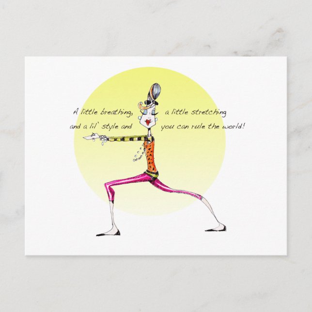 Graciosa tarjeta postal de humor de yoga apropiada (Anverso)