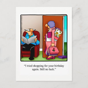 Graciosa tarjeta postal de humor para cumpleaños