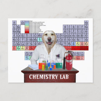 Graciosa tarjeta postal de profesor de química con