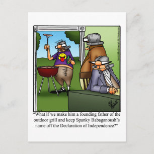 Graciosa tarjeta postal del cuarto humor de julio