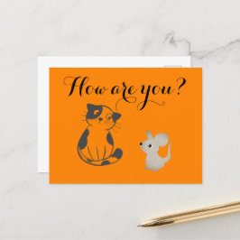 Graciosa tarjeta postal para gato y ratón - Diseño