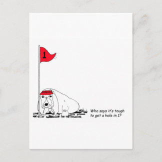 Graciosa tarjeta postal para perros de golf