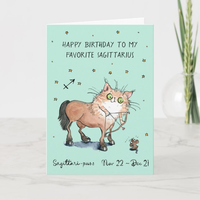 Graciosa tarjeta Scorpio Zodiac Cat Star horoscopi (Anverso)
