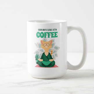 Graciosa taza de café de gato de yoga lindo, tazón