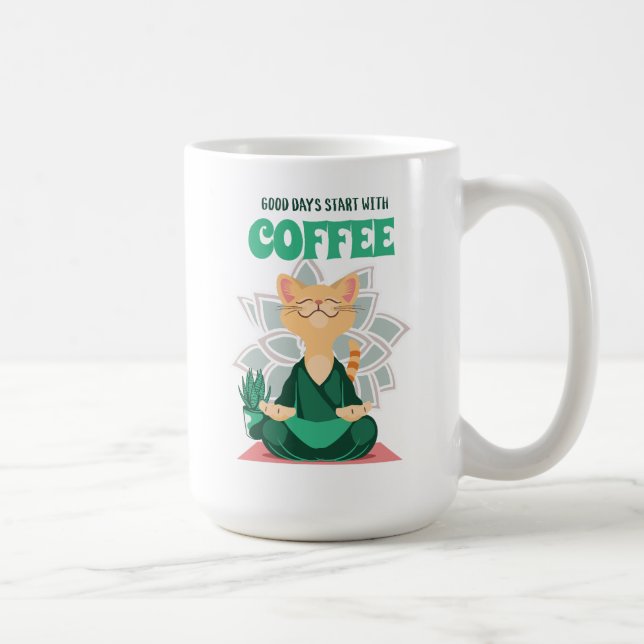 Graciosa taza de café de gato de yoga lindo, tazón (Derecha)