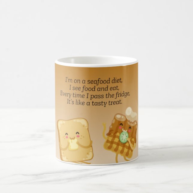 Graciosa taza de café de pan - Un trozo de humor (Centro)