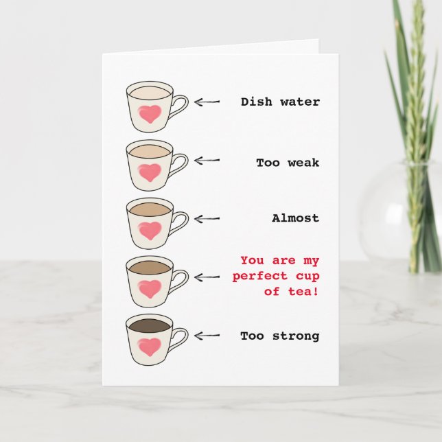 Graciosa taza de té amante tarjeta de Día de San V (Anverso)