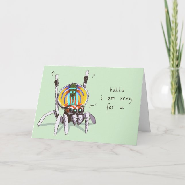 Graciosa y romántica tarjeta de saludo de la araña (Anverso)