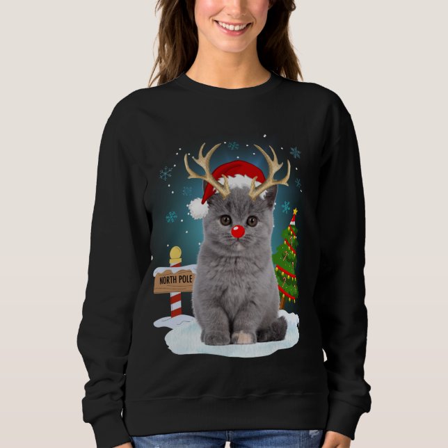 Graciosamente dulce gato reno Polo Norte Christm (Anverso)