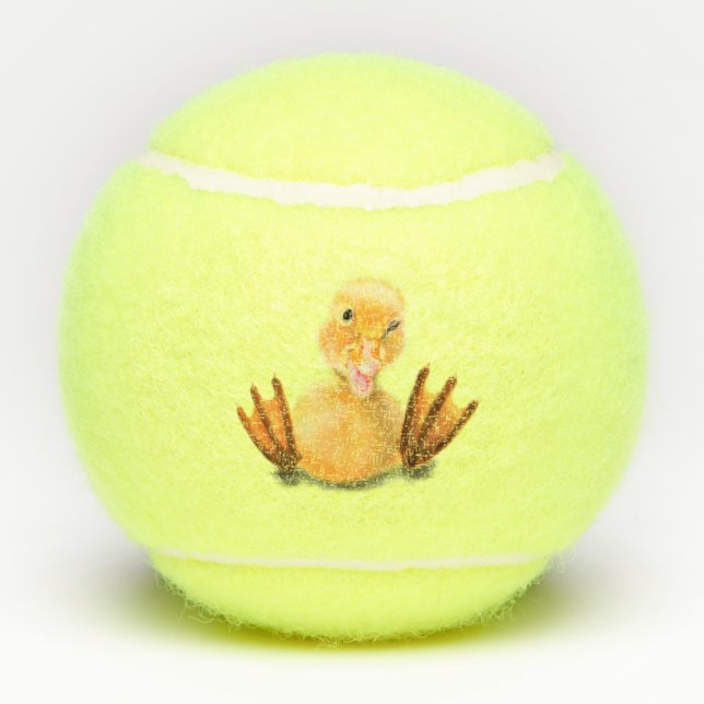 Graciosas bolas de tenis con feliz pato amarillo - (Reverso)