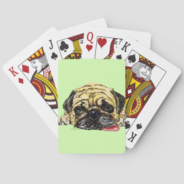Graciosas Cartas De Juego De Perro De Pug (Reverso)
