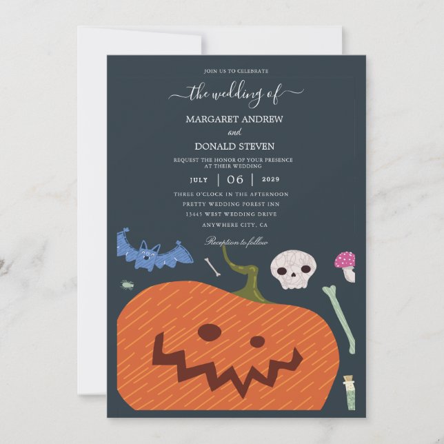 Graciosas invitaciones a bodas de Halloween (Anverso)