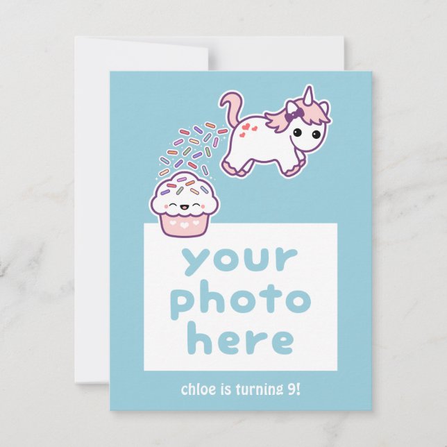 Graciosas invitaciones a cumpleaños por foto de Un (Anverso)