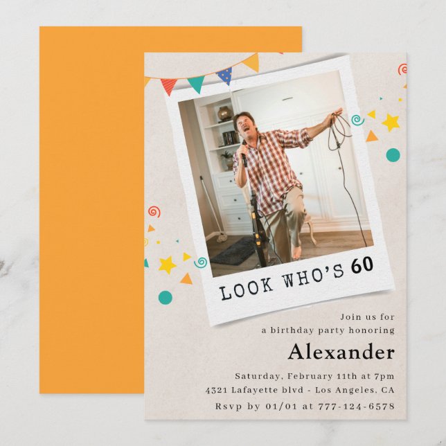 Graciosas invitaciones para el 60 cumpleaños Men F (Anverso / Reverso)