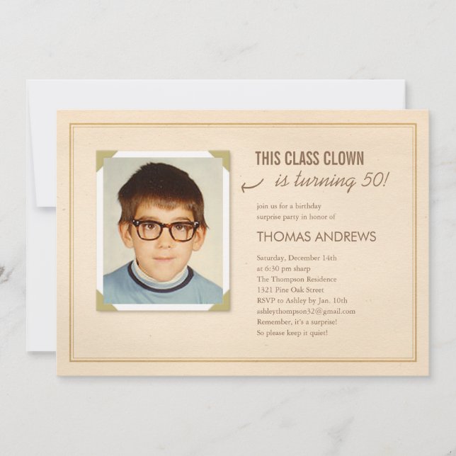 Graciosas invitaciones para fiestas de cumpleaños  (Anverso)