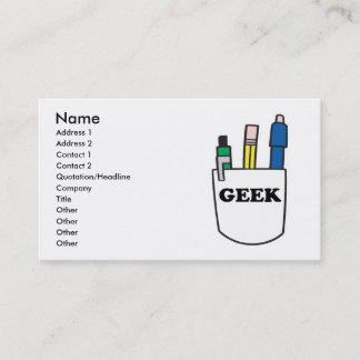 Graciosas tarjetas comerciales GEEK Pocket Protect