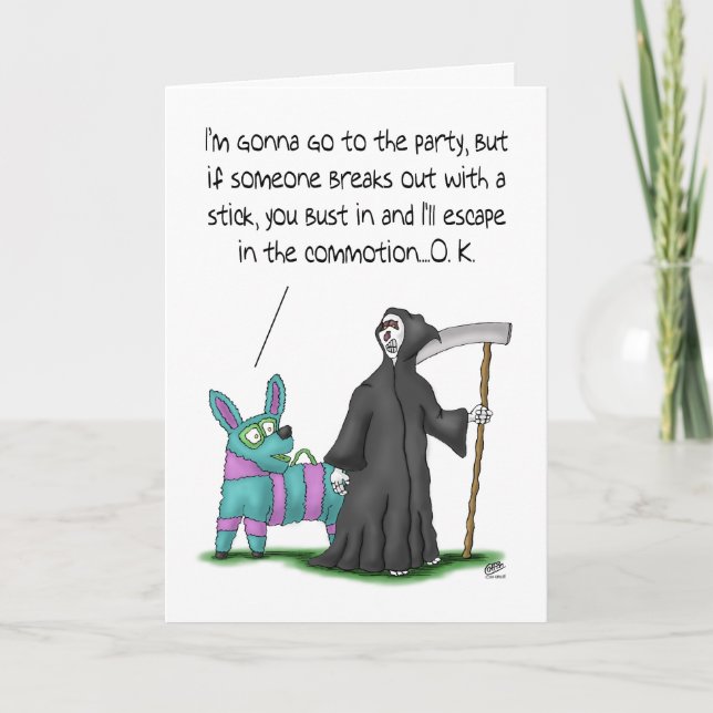 Graciosas tarjetas de cumpleaños: Planes de fiesta (Anverso)