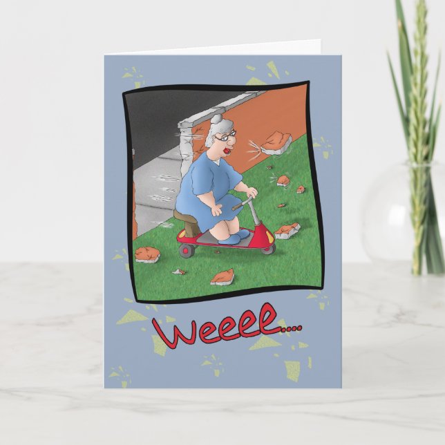 Graciosas tarjetas de cumpleaños: Scooter Fun (Anverso)