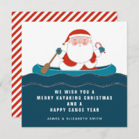 Graciosas tarjetas de Navidades de canoa de Kayak