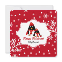 Graciosas tarjetas de Navidades de pequeños pingüi