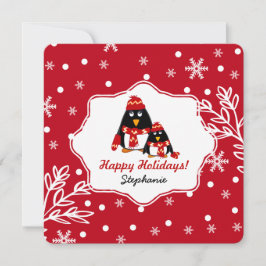 Graciosas tarjetas de Navidades de pequeños pingüi