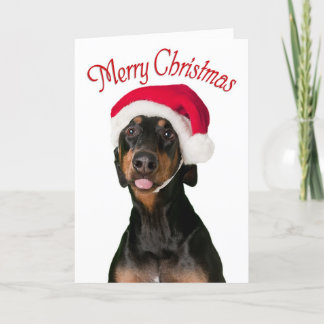 Graciosas tarjetas de Navidades de perro Doberman