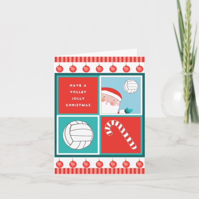 Graciosas tarjetas de Navidades de voleibol (Anverso)
