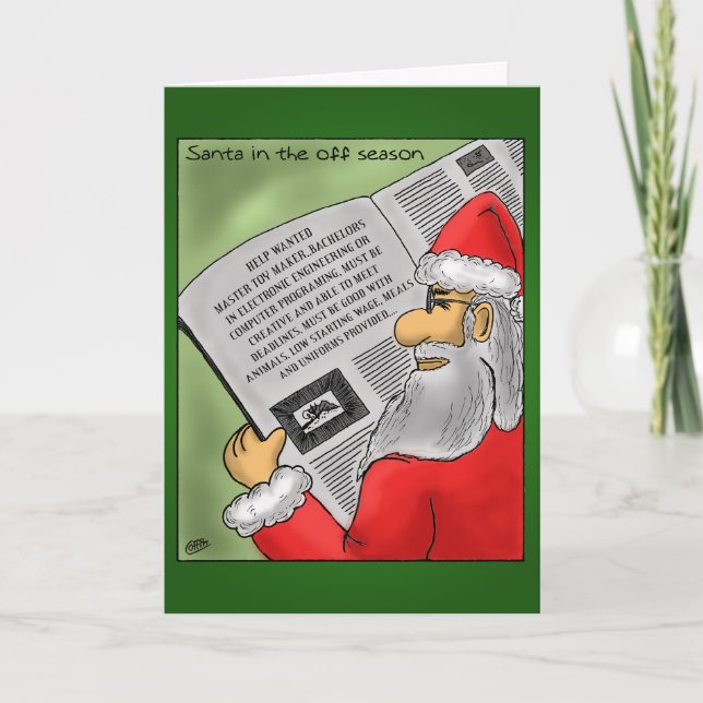 Graciosas tarjetas de Navidades: Santa Claus fuera (Anverso)