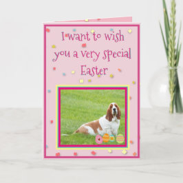 Graciosas tarjetas de Pascua con hongo basset en "