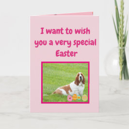 Graciosas tarjetas de Pascua con honra basset en "